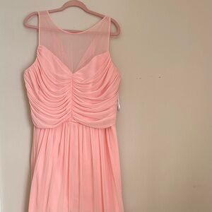 Dessy Collection 24W Long Bridesmaid Dress Peaches & Cream Chiffon